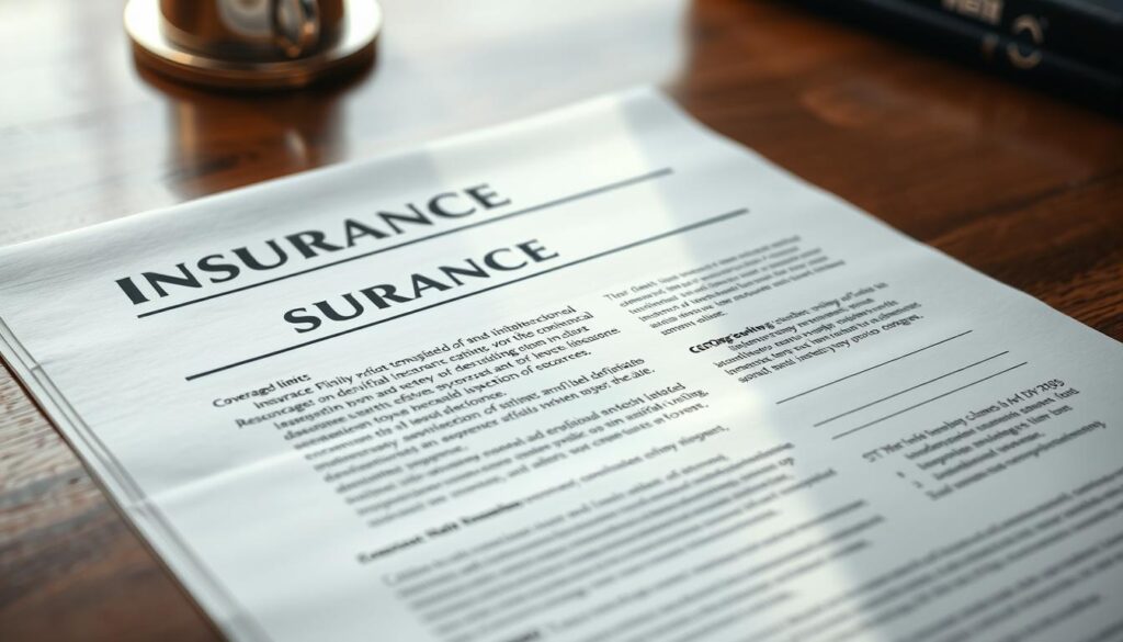 A meticulously designed insurance policy document, its pages illuminated by soft, diffused lighting. The text and numbers stand out in crisp clarity, showcasing the crucial details of coverage limits. The document is positioned on a polished, wooden desk, creating a sense of professionalism and authority. The background is subtly blurred, drawing the viewer's attention to the central policy, a tangible representation of financial security and risk management. The overall composition evokes a mood of thoughtful contemplation, inviting the viewer to delve into the intricacies of understanding their policy's deductibles and coverage limits.