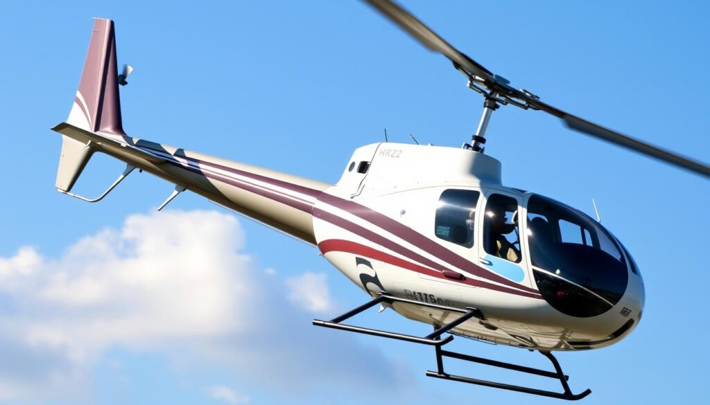 Generate an image of a Robinson R22 helicopter