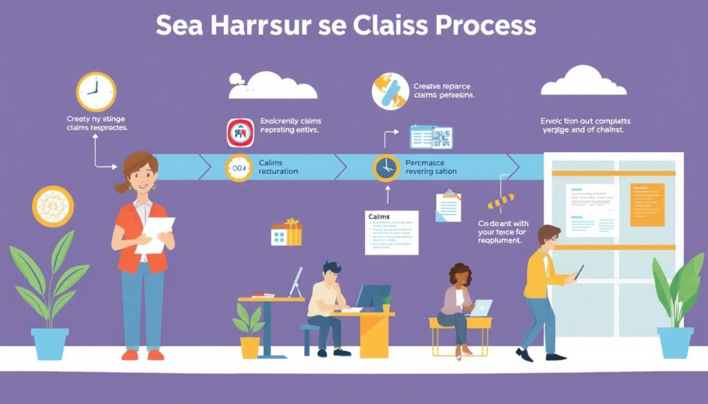 Image generation prompt for Sea Harbor Insurance Claims Process