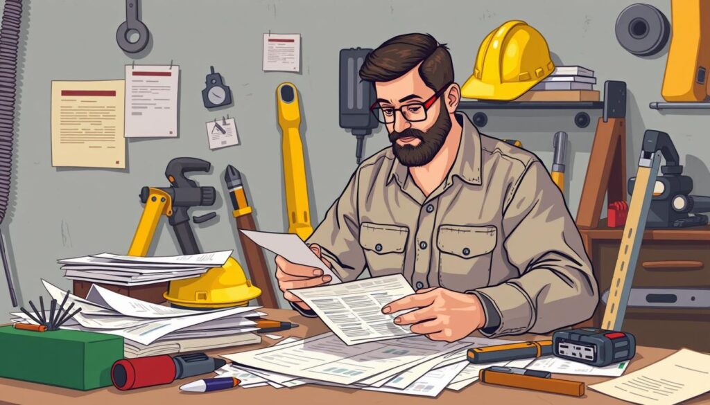 Image of a San Diego contractor reviewing equipment insurance costs
