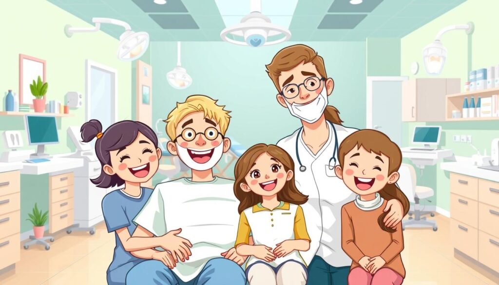 Image of a family visiting a dentist
