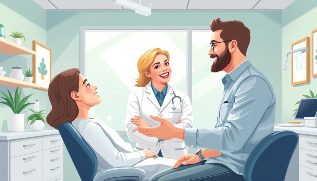 Image of a friendly dentist with a patient in a Hoboken dental office